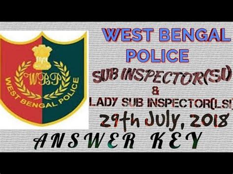 West Bengal Police Sub Inspector Si Lady Sub Inspector Lsi Exam S