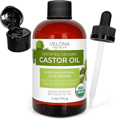 Velona Usda Certified Organic Castor Oil Oz With Dropper For