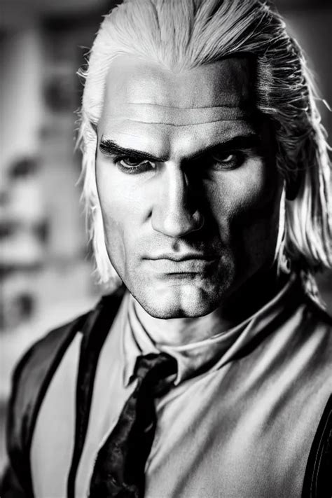 Portrait Of Geralt Of Rivia Wearing An Elegant Tuxedo Stable