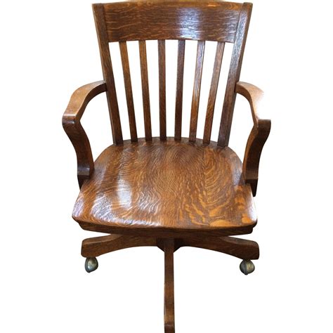 Antique Tiger Oak Officebank Swivel Chair Chairish