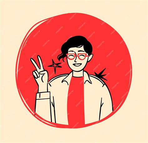 Premium Vector Portrait Of Woman Showing V Sign