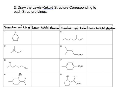 SOLVED: 2 Draw the Lewis-Kekule Structure Corresponding to each Structure Lines: Structure of ...