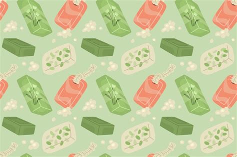 Premium Vector | Vector seamless pattern with handmade soap of different shapes