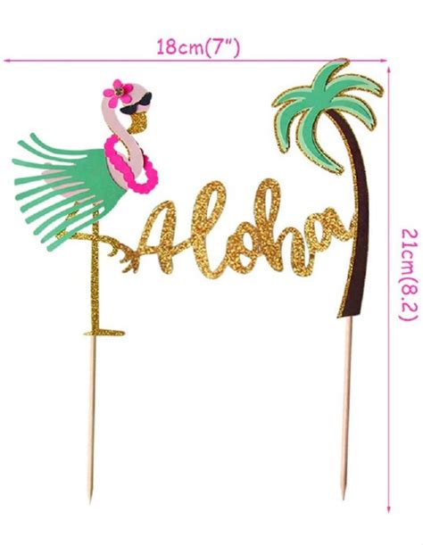 Laventy Pcs Glitter Aloha Cake Topper Flamingo Cake Toppers Flamingo