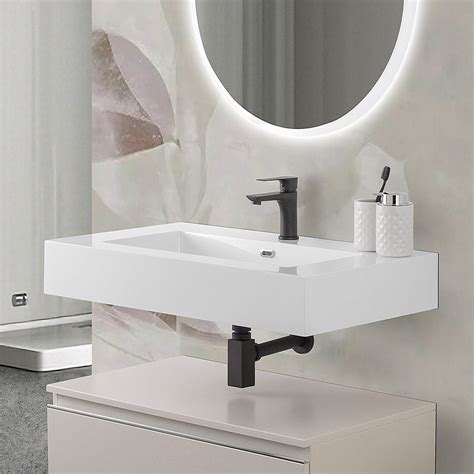 Lavabo Sospeso In Resina Cm Bianco Lucido Lodi Leroy Merlin