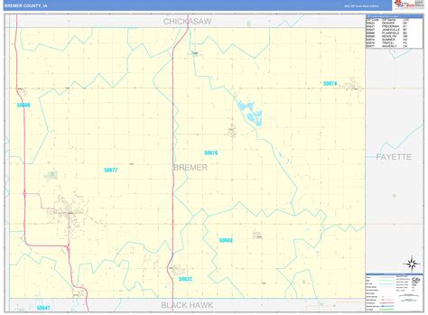 Bremer County, IA Zip Code Wall Map Basic Style by MarketMAPS ...