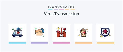 Virus Transmission Line Filled 5 Icon Pack Including Eye Search Head