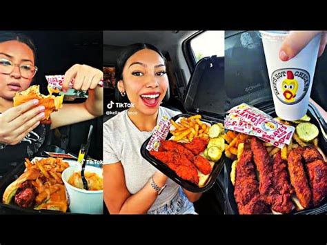DAVES HOT CHICKEN TIKTOK MUKBANG COMPILATION FRIED CHICKEN ASMR EATING YouTube