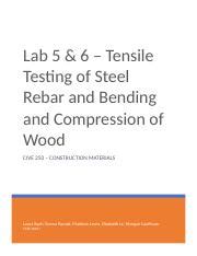 23 August 2022 Docx Lab 5 6 Tensile Testing Of Steel Rebar And