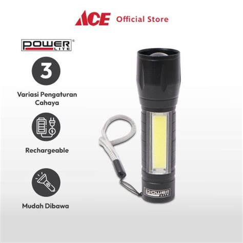 Jual Ace Powerlite Senter Led Rechargeable 120 Lumens Flashlight