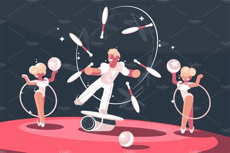 artist juggler  circus arena illustrations creative market