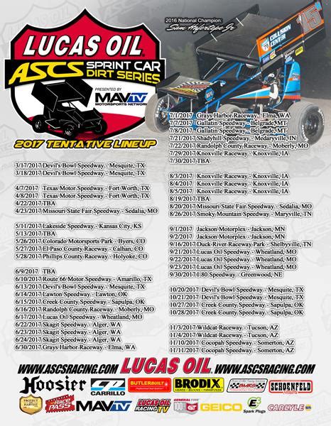 Lucas Oil Ascs National Schedule Ascs Sprint Car Dirt Series