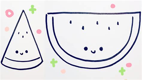 How To Draw Cute Watermelon Easy Doodle Step By Step Drawing 귀여운 수박 그림