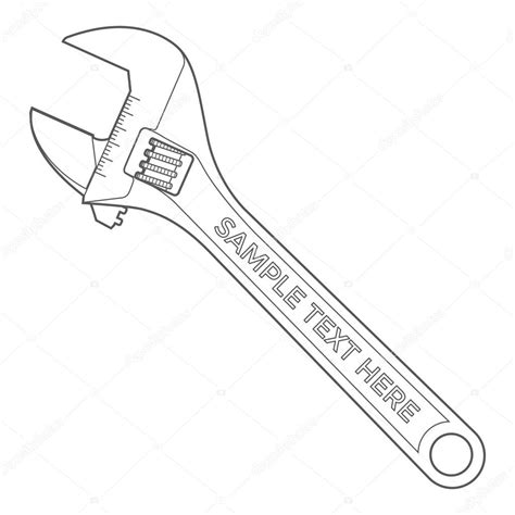 Outline adjustable wrench — Stock Vector © TRIKONA #56992527