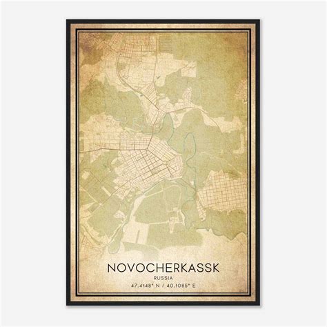 vintage novocherkassk russia map poster novocherkassk city road wall art print custom maps
