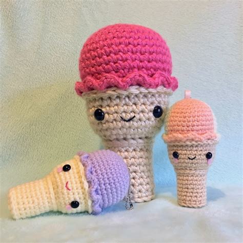 Rainbow Sherbet Swirl Cone Crochet Pattern Bundle Kawaii Amigurumi