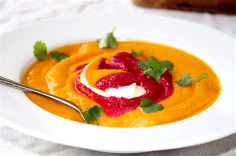 Nz Pumpkin Soup With Roasted Beetroot Cream