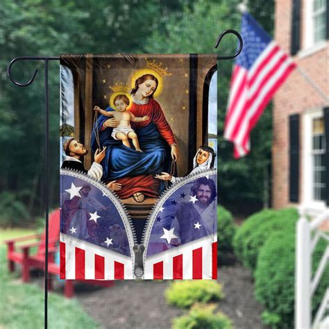 Our Lady Of The Rosary Virgin Mary Flag Virgin Mary Holy Rosary Flag