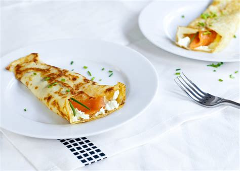 Crepes with cream cheese and salmon