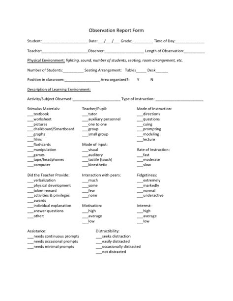 Daily Observation Report Format