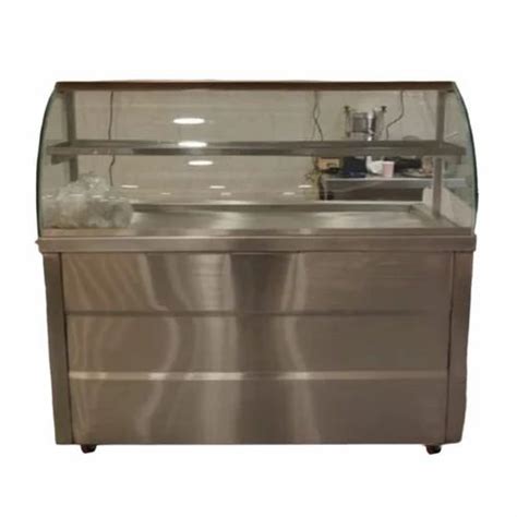 Stainless Steel Bend Type Ss Sweet Cake Display Counters For Bakery At