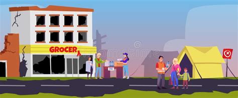 Volunteers Feed The Poor Beggar And Homeless People Stock Vector