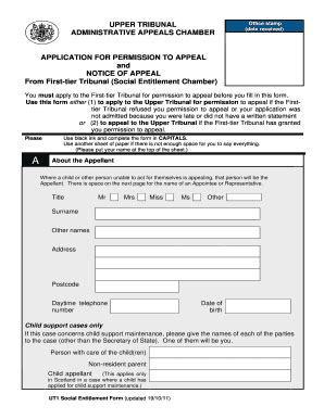 First Tier Tribunal Application Forms PdfFiller