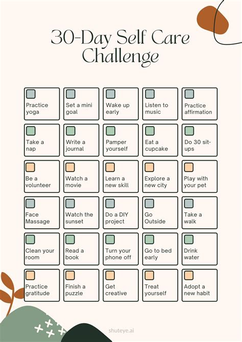 30 Day Self Care Challenge Printables And Ideas ShutEye