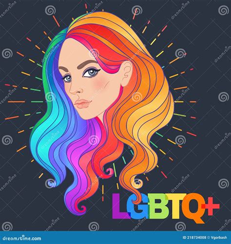LGBT Person With Rainbow Hair Feminine Girl Or Trans Person Gay Pride LGBTQ Concept Isolated