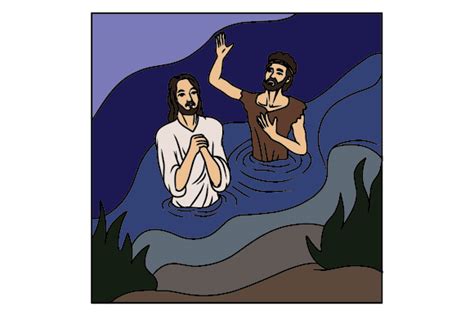 Jesus Christ Being Baptized By John The Baptist In The Jordan River SVG