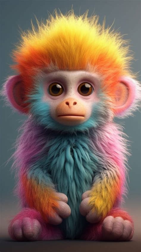 Very Cute Fluffy Rainbow Monkey by icedragon4u on DeviantArt