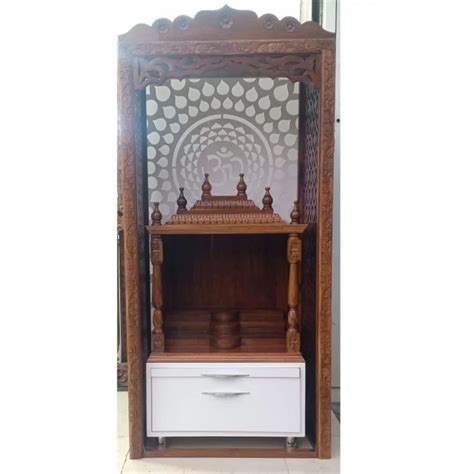 Brown Base Hand Carved Inch Teak Wood Handcrafted Temple For