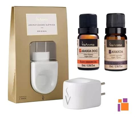 Kit C 2 Óleos Essenciais Via Aroma Aromatizador Porcelana