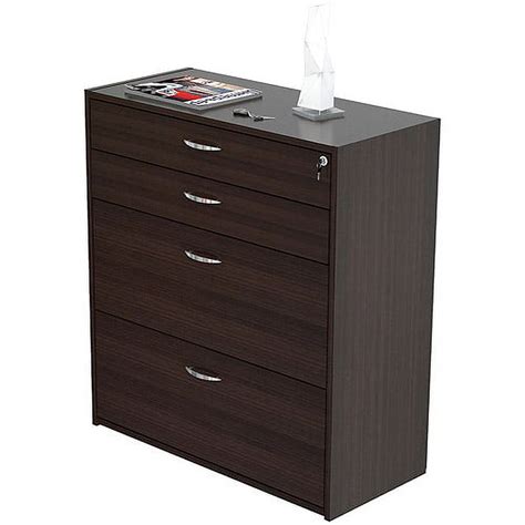 Inval Drawer Lateral Wood Lockable Filing Cabinet Espresso Walmart