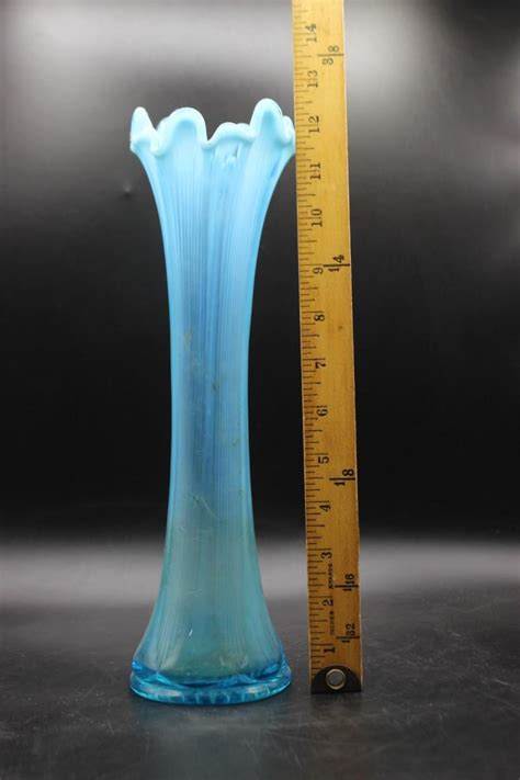 Vintage Celeste Blue Carnival Glass Fenton Flute Vase