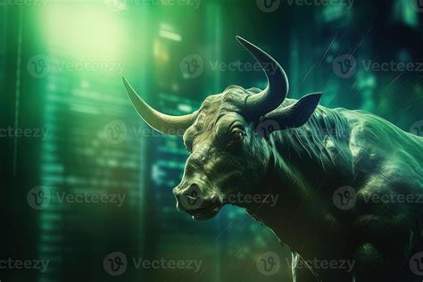 Stock market bull market trading Up trend of graph green background ...