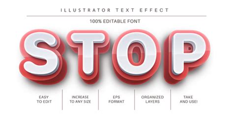 Editable Stop Font Effect Text Vector Free Download