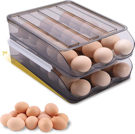 Toocust Plastic Egg Container For Refrigerator 36 Count 2 Layer Auto