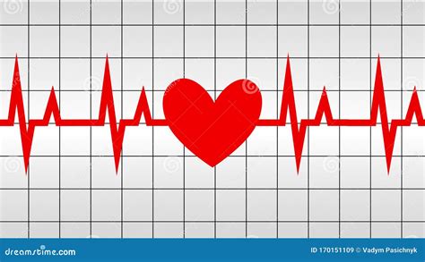 Cardiogram Heartbeat The Graph On Graph Paper Vector Illustration On Isolated Background