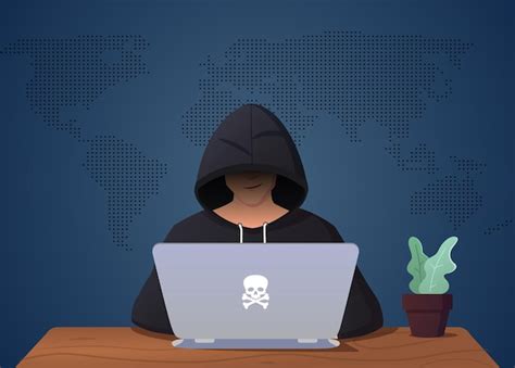 Hacker Piratage Sur Ordinateur Portable Homme D Guis Illustration