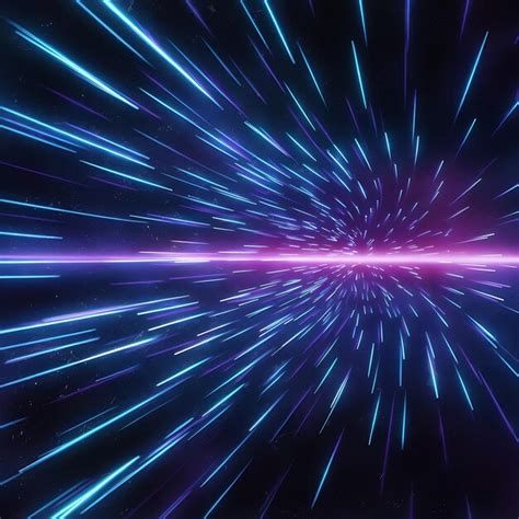 D Render Blue Purple Light Line Through Dark Background Hyper Speed