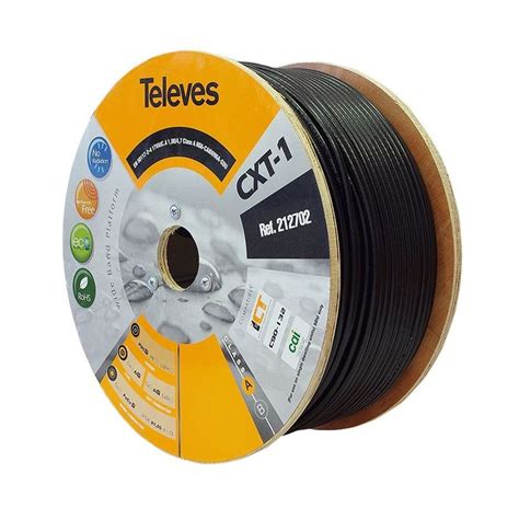 Wood Coil 250m Coaxial Cable CXT 1 Eca A 17VAtC A Black Televes