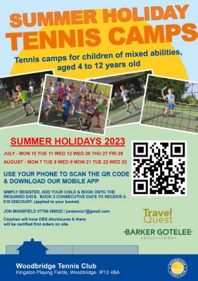 Summer Holiday Tennis Camps Choose Woodbridge