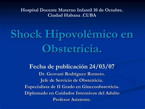 Ppt Shock Hipovolémico En Obstetricia Powerpoint Presentation Free