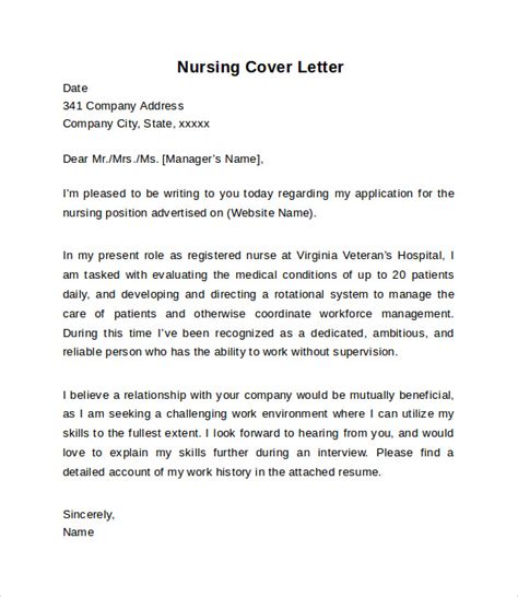 10 Sample Nursing Cover Letter Examples To Download Sample Templates