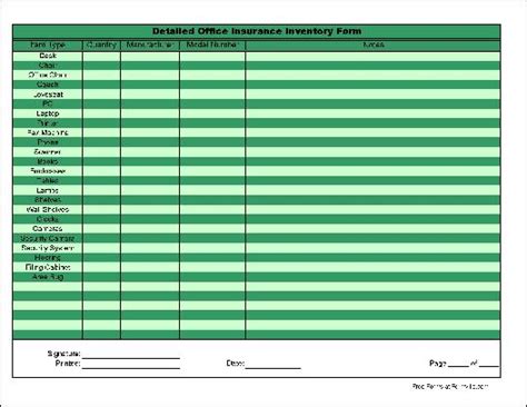 Free Basic Detailed Office Inventory Form From Formville