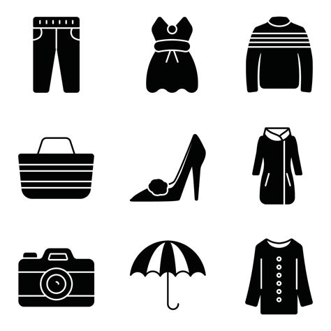 Fashion And Clothes Glyph Icon Sets 3578093 Vector Art At Vecteezy