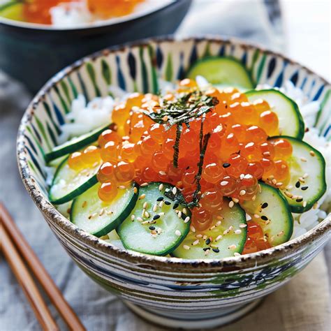 Ikura Don With Fresh Cucumber Recipe Getfish Seafood