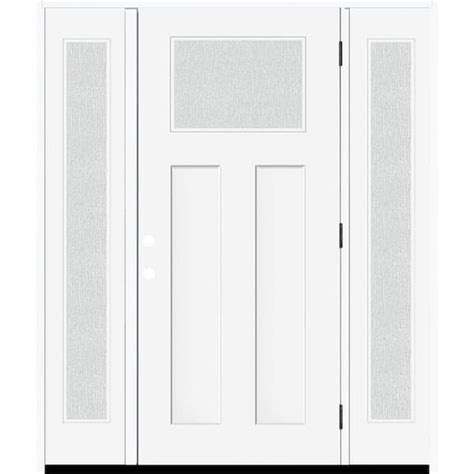 Steves And Sons Legacy 64 In X 80 In 14 Toplite Rain Glass Lhos White Primed Fiberglass Prehung