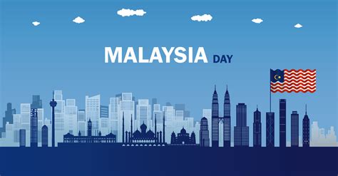 Travel Landmark Of Malaysia Skyline In Silhouette Vector Isolated